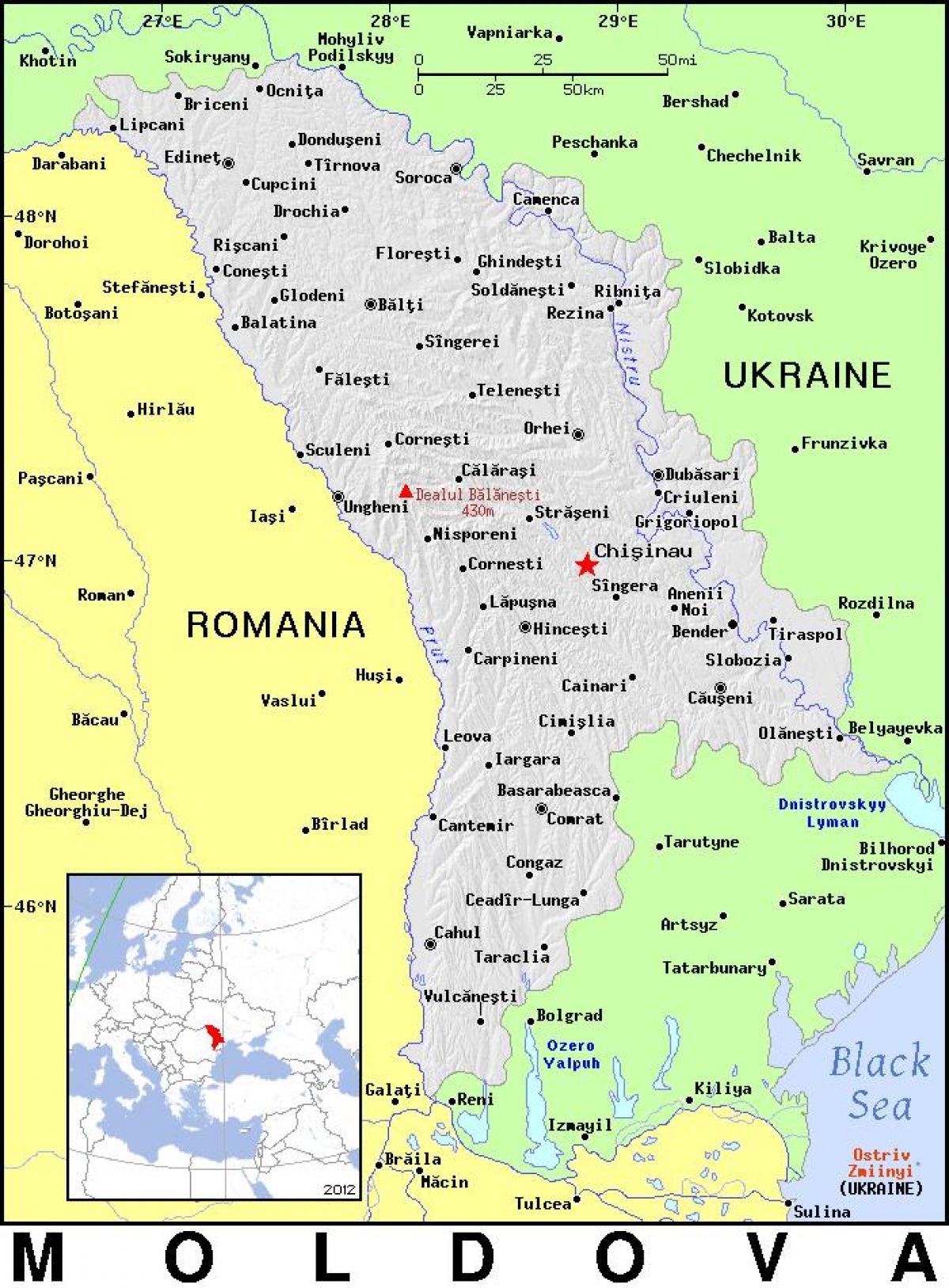 Karta över land Moldavien 